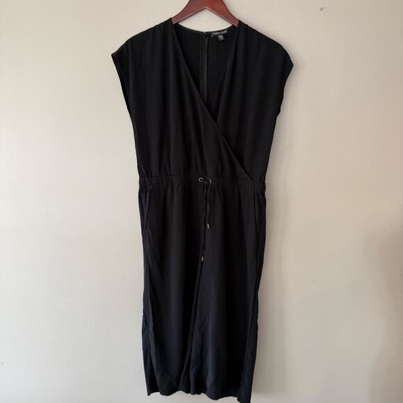 Eileen Fisher Black Drawstring Crepe Cropped Wide Leg Jumpsuit Sz Small Casual - Picture 4 of 13